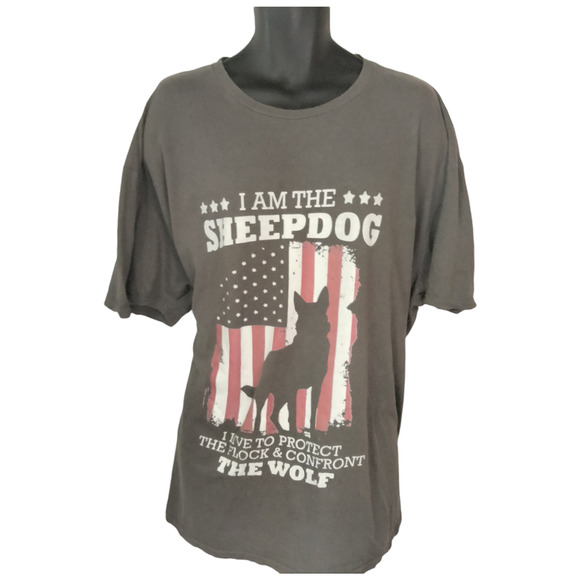 I Am the Sheepdog Patriotic Graphic TShirt Plus Size Size 3XL Shepherd Religious - Picture 2 of 8